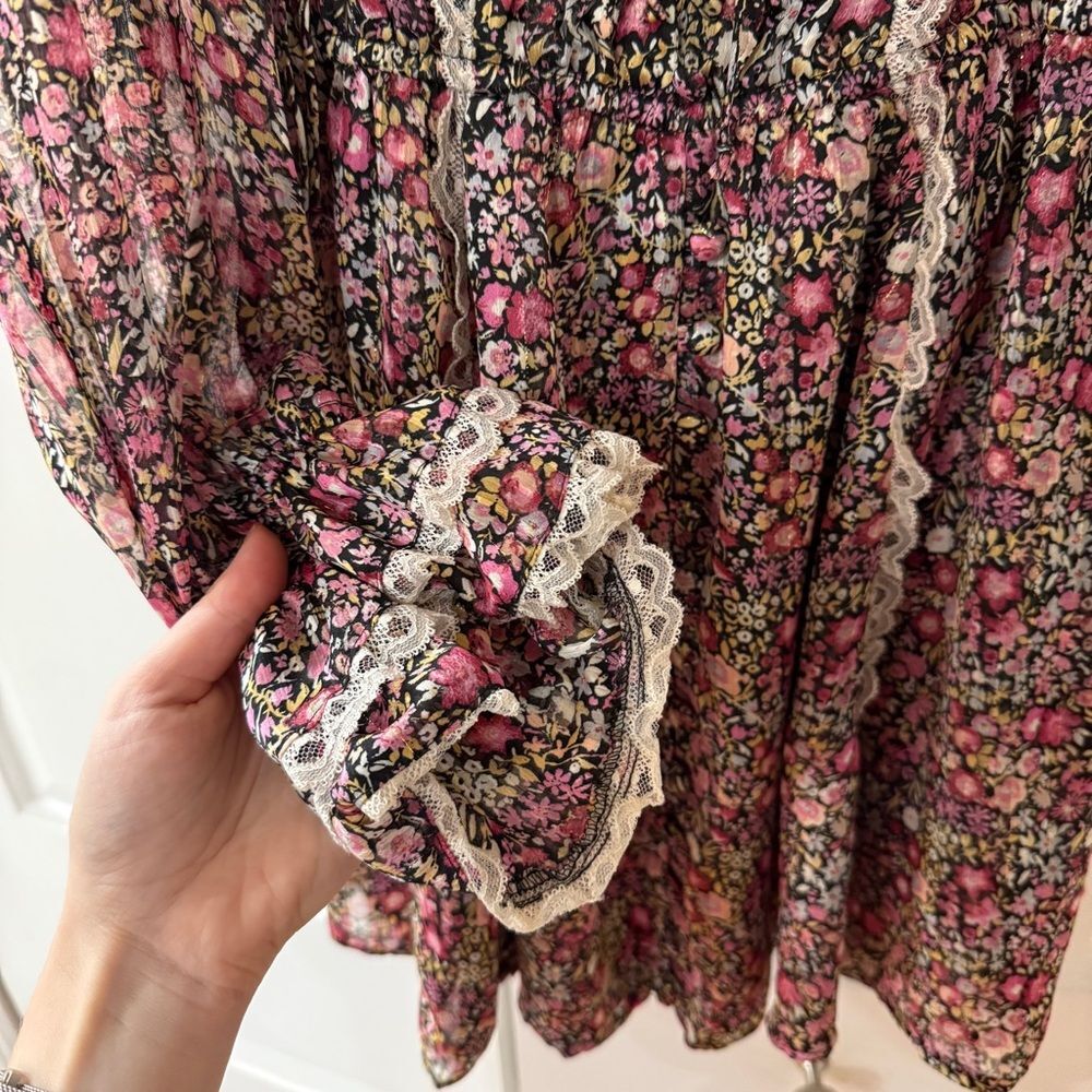 For Love & Lemons Grace Mini Dress in Multi M NWT Cottagecore Prairie Boho - Picture 6 of 10